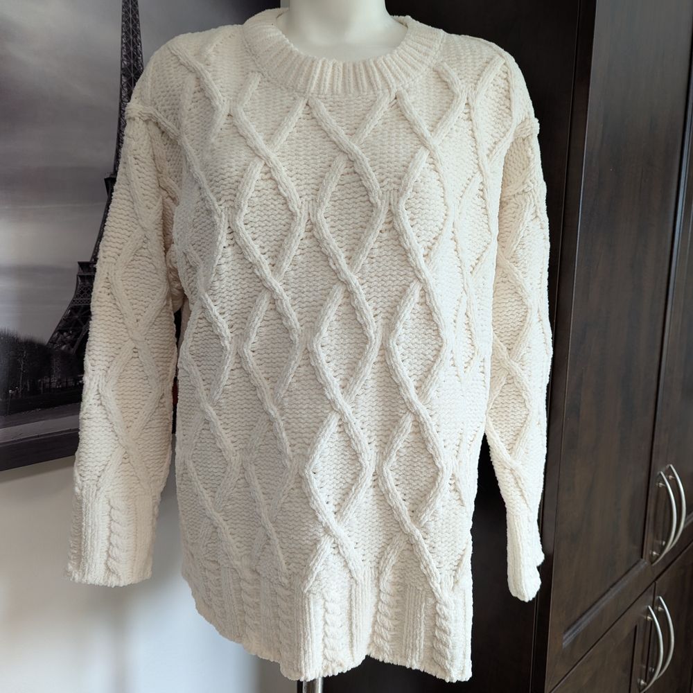 Indigo Soul Cream Diamond Knit Sweater